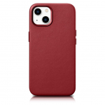 Tagakaaned iCarer  iCarer Case Leather case cover made of natural leather for iPhone 14 Plus red (compatible with MagSafe)