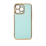 Tagakaaned Hurtel  Lighting Color Case for iPhone 12 Pro Max, gel cover with a gold frame, mint