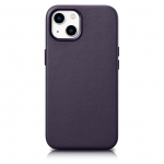 Tagakaaned iCarer  iCarer Case Leather Cover Case for iPhone 14 Plus Dark Purple (MagSafe Compatible)