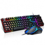 Arvuti klaviatuur iLike PC Gaming Keyboard (EN) mechanical feel keys + Gaming Mouse set with LED Black