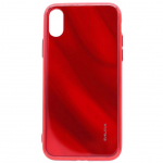 Tagakaaned Evelatus Apple iPhone X/XS Water Ripple Full Color Electroplating Tempered Glass Case Red