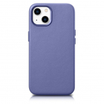 Tagakaaned iCarer  iCarer Case Leather Cover Genuine Leather iPhone 14 Plus Light Purple (MagSafe Compatible)