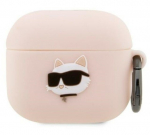 Korpus k&otilde;rvaklappidele Karl Lagerfeld Apple AirPods 3 cover Silicone Choupette Head 3D case Pink