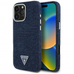 Tagakaaned Guess  Guess Denim Triangle Logo MagSafe iPhone 16 Pro Case - Blue