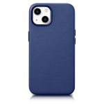Tagakaaned iCarer  iCarer Case Leather cover for iPhone 14 Plus genuine leather case blue (compatible with MagSafe)