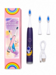 Hambahari iLike Kids Rechargeable Sonic Electric Toothbrush, USB Charging, 3 Brush Heads (1+2 Replacement Heads), Soft Bristles, Waterproof, Space Astronaut Design Purple