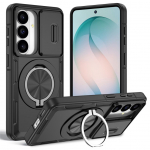 Tagakaaned Hurtel Samsung Galaxy S26 Case with Sliding Camera Cover and Swivel Stand Compatible with MagSafe - Black