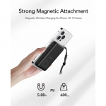 V&auml;line aku Veger  Powerbank compatible with MagSafe Veger MagOn (VP1151 / W1151) PD QC3.0 2A 20W 10000 mAh with wireless charging black