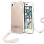 Tagakaaned Guess  Guess GUOHCI8H4STP iPhone SE 2022 / SE 2020 / 7/ 8 pink/pink hardcase 4G Print Strap