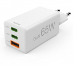 Adaptrid Hama Mini Euro Plug USB Travel Charger, 2x USB-C, 1x USB-A, 65W White