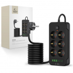 Muu telefoni lisavarustus Tech-Protect  Tech-Protect PC6X6 Power Strip 6 Sockets 240V + 3xUSB-A + 3xUSB-C 200cm - Black
