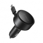 Adaptrid Orico  Orico FC-60-2C 60W car charger with retractable USB-C cable 65 cm - black
