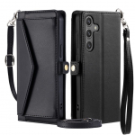 Tagakaaned Hurtel Samsung Galaxy A56 5G Leather Wallet Case with Stand Function and Straps - Black