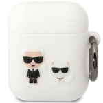 Tagakaaned Karl Lagerfeld  Karl Lagerfeld KLACA2SILKCW AirPods 1/2 cover white/white Silicone Karl & Choupette