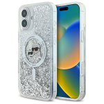 Muu telefoni lisavarustus Karl Lagerfeld  Karl Lagerfeld Liquid Glitter Karl & Choupette Head Magsafe iPhone 16 Plus Case - Clear