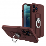 Tagakaaned Hurtel - Ring Case silicone case with finger grip and stand for Samsung Galaxy S21 Ultra 5G brown