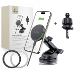 Selfie monopoodid ja hoidjad Tech-Protect  Tech-Protect MM15W-V7 QI2 Car Holder with Inductive Charger - Black