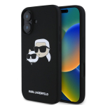Tagakaaned Karl Lagerfeld Apple iPhone 16 Liquid Silicone Double Heads MagSafe Case Black