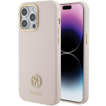 Tagakaaned Guess  Guess Silicone Logo Strass 4G Case for iPhone 15 Pro Max - Pink