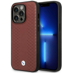 Tagakaaned BMW  Case BMW BMHMP14L22RFGR iPhone 14 Pro 6.1" Burgundy/burgundy Leather Diamond Pattern MagSafe