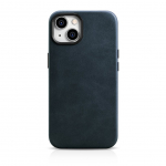 Tagakaaned iCarer  iCarer Oil Wax Premium Leather Case iPhone 14 Plus Magnetic Leather Case with MagSafe Dark Blue (WMI14220703-BU)