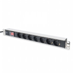 Kaitsel&uuml;liti Digitus Aluminum outlet strip with switch  DN-95402 Sockets quantity 7, 7x safety outlets 250VAC 50/60Hz / 16A / 4000W, 1U Aluminum PDU, rackmountable