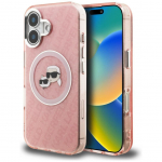 Muud kaubad Karl Lagerfeld  Karl Lagerfeld IML Glitter Karl & Choupette Heads Logo MagSafe iPhone 16 Case - Pink
