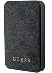 V&auml;line aku Guess Powerbank 15W 5000mAh 4G Leather Metal Logo Magsafe charger Black