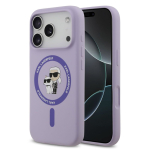 Tagakaaned Karl Lagerfeld Apple iPhone 17 Pro Liquid Silicone Karl and Choupette MagSafe Case Purple