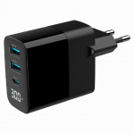 Laadijad ja juhtmed Gembird CHARGER USB 30W 3PORT/TA-UC-PDQC30LCD-BK-02