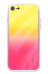 Tagakaaned Evelatus - iPhone 7/8/SE2020/SE2022 Water Ripple Full Color Electroplating Tempered Glass Gradient Yellow-Pink