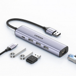 Kaabel Ugreen Ugreen multifunctional adapter HUB USB 3.0 - 3 x USB / Ethernet RJ-45 / USB Type C PD gray (CM475)