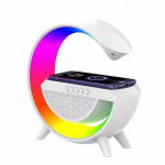 Laualamp Elight G Shape Speaker Lamp with RGB LED lightning & Wireless Smart Device Charger White