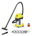 Tolmuimeja Karcher  Vacuum Cleaner||Wet and dry vacuum cleaner WD 3 S V-17/4/20 + 4 FB|1000 Watts|Suction power 230W|Capacity 17 l|Noise 74 dB|Yellow|Weight 4.8 kg|1.628-152.0