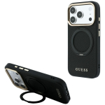 Tagakaaned Guess  Guess Ring Stand 360 Grained Classic Logo MagSafe Case for iPhone 18 Pro / 17 Pro - black