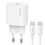 Adaptrid USAMS USAMS Ład. siec. 1xUSB-C T65 PD20W PD Fast Charging US-CC226 + kabel USB-C/USB-C US-SJ711 60W biały/white Yi Series OYXLTZ01
