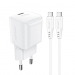 Adaptrid Acefast  Acefast A77 Mini PD 30W GaN wall charger + USB-C cable - white
