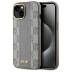 Muu telefoni lisavarustus DKNY  DKNY Leather Checkered Mono Pattern MagSafe iPhone 15 Plus Case - Beige