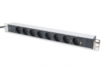 Kaitsel&uuml;liti Digitus Aluminum outlet strip with 8 safety outlets DN-95401 Sockets quantity 8, 8x safety outlets 250VAC 50/60Hz / 16A / 4000W. Installation: Desktop, Rack 0U, Rack 1U