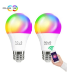 Teine toode iLike  Spuldze LED E27  230V  9W  810lm  2700K - 6500K  RGB  SMART Wi-Fi  vadams caur aplikaciju  TUYA / Smart Life  P3 (2gab. kompl.)  NOUS