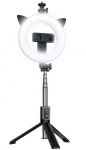 Selfie pulk iLike SELFIE HANDLE TRIPOD AND RING LIGH BLUETOOTH Black