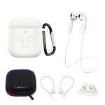 Tagakaaned Hurtel - Silicone Case Set for AirPods 2 / AirPods 1 + Case / Ear Hook / Neck Strap / Watch Strap Holder / Carabiner - White