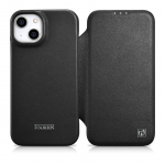 Tagakaaned iCarer - iCarer CE Premium Leather Folio Case iPhone 14 Plus Magnetic Flip Leather Folio Case MagSafe black (WMI14220715-BK)