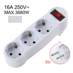 &Uuml;leminek CP EU3 Perfect Travel Slim 180 degree Euro Power Socket expander to 3x plug 250V 16A Black