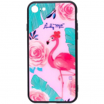 Tagakaaned Evelatus Apple iPhone 7/8/SE 2020 Picture Glass Case Flamingo Party