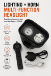 Jalgratta tarvik iLike JOHORSE Rechargeable Bike Light with 120dB Horn, USB Rechargeable LED Bicycle Headlight, High/Low Beam, IPX4 Waterproof, Front Cycling Light Black