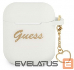 Korpus k&otilde;rvaklappidele Guess - AirPods 1/2 Silicone Charm Heart Collection White