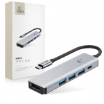Muud kaubad Tech-Protect  Tech-Protect HB01 HUB Adapter 5in1 USB-C + USB3.0 + HDMI 4K 60Hz + PD100W - gray