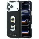 Tagakaaned Karl Lagerfeld  Karl Lagerfeld Saffiano Case with Karl & Choupette Heads Pins & Logo for iPhone 18 Pro Max / 17 Pro Max - Black