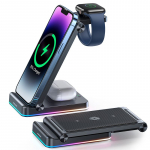 Adaptrid Joyroom Joyroom 3in1 induction charger for Apple devices - iPhone, Apple Watch, Airpods (up to 15W) stand stand black (JR-WQN01)